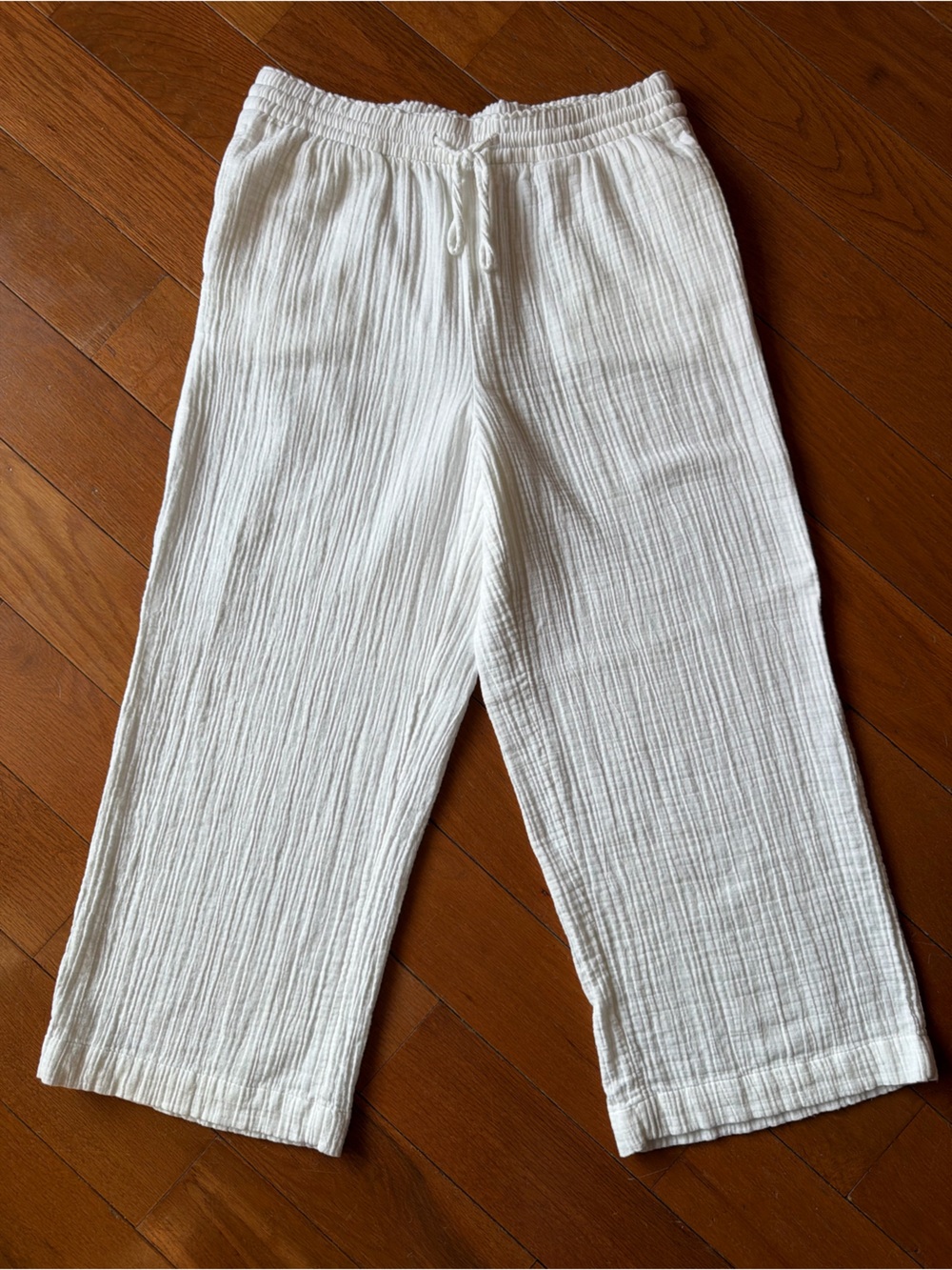 Wonderly Textured Gauze Wide Leg Pants Cream Ivory M
